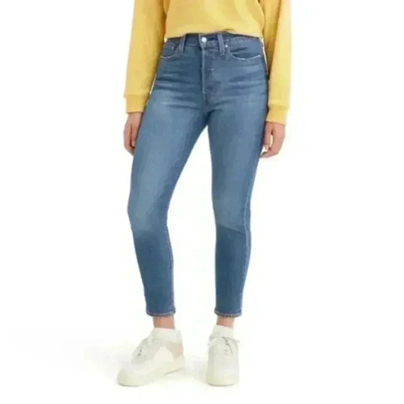 Levi's Wedgie Fit Skinny Jeans Devil Medium Wash Blue Button Fly Women's size 27 - Picture 3 of 15